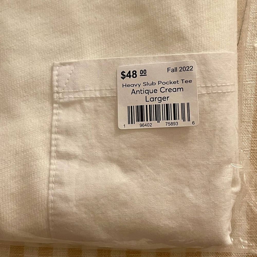 Marine Layer Men’s Vintage Heavy Slub Pocket Tee In Antique Cream Size L/XL NWT - Picture 6 of 6